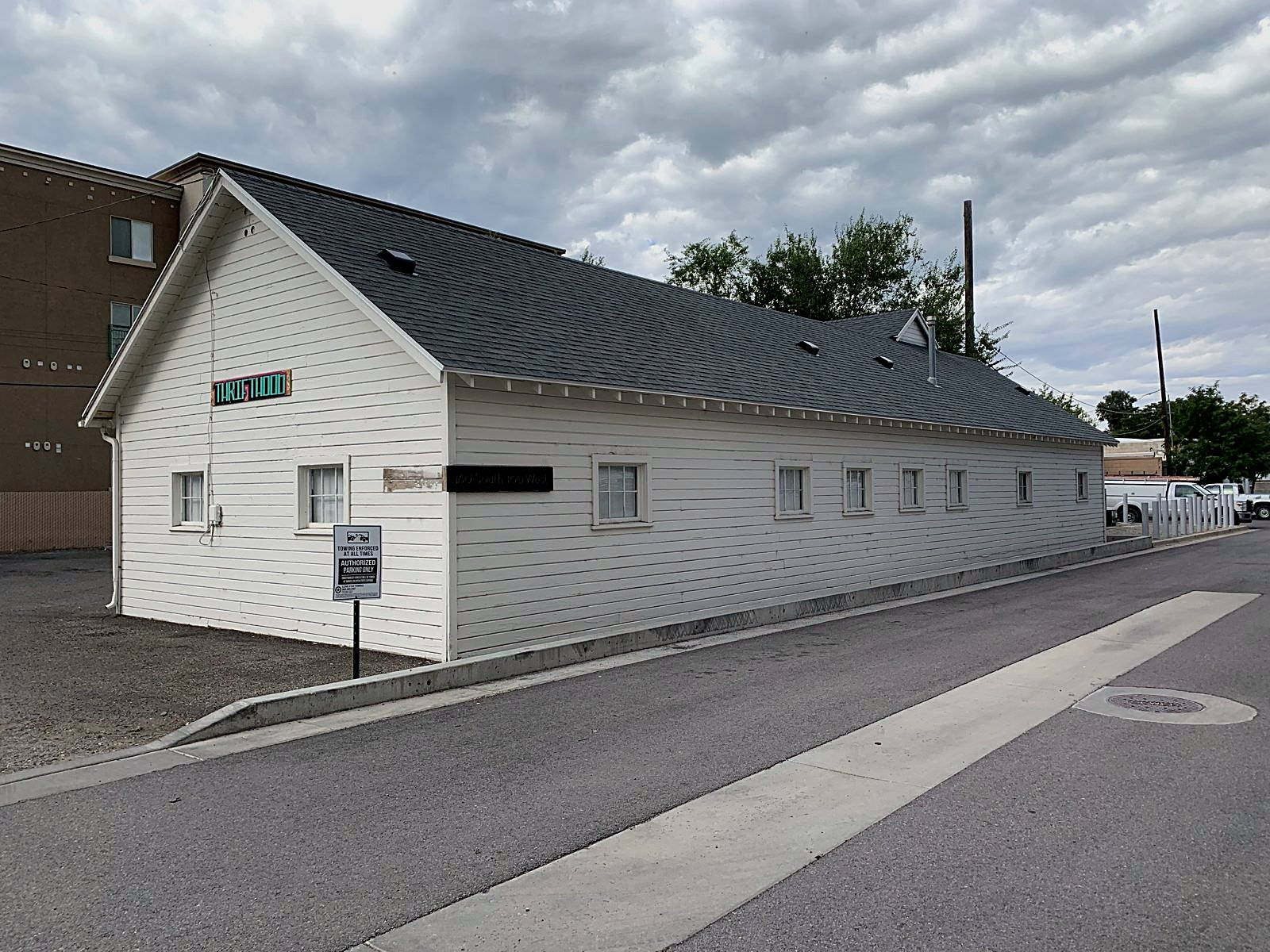 The white warehouse building at 160 S 100 W, Provo, home of Thrifthood