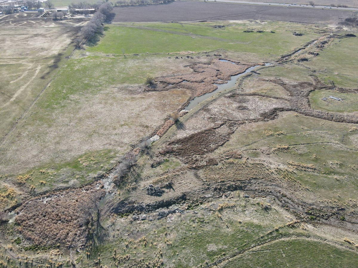Beer Creek restoration work at Arrowhead Park from above