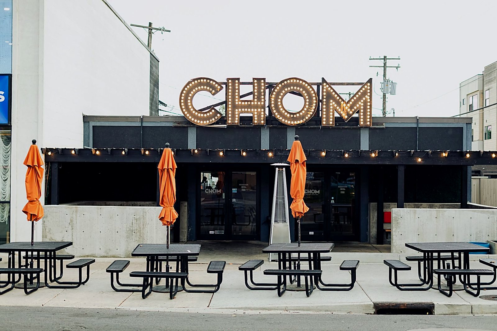 The CHOM Burger building in downtown Provo